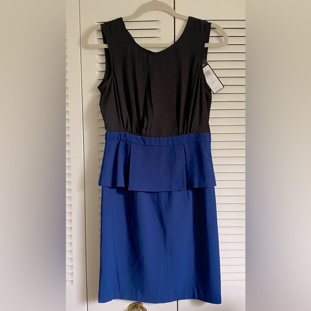 New Women's BCBG Paris "Carrie" Black and Blue Mini Dress size 4